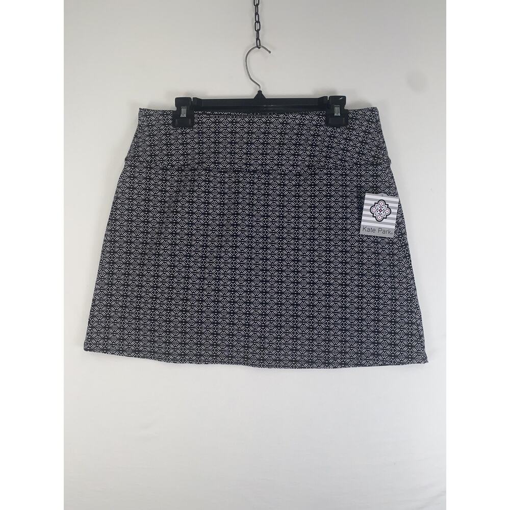 Kate Park Skort Womens Medium Black Geometric Pull On Stretch Lined Golf